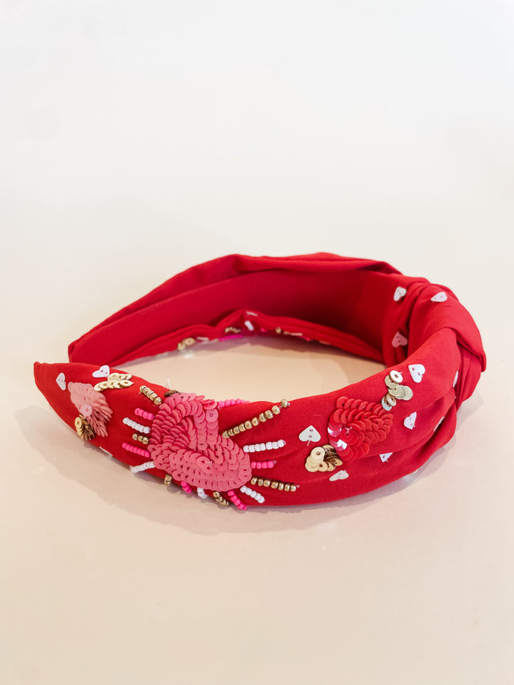 VALENTINE HEART BEADED HEADBAND