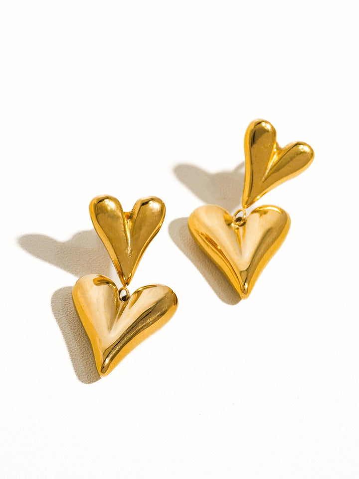 Adeline 18K Gold Non-Tarnish Layered Heart Earring