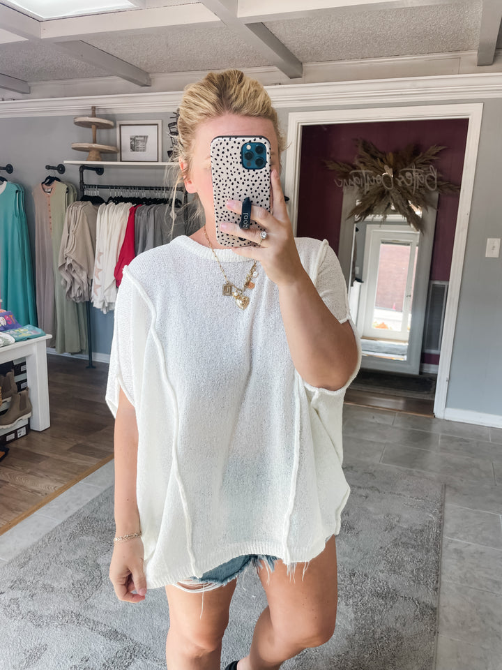 Demi Drop Shoulder Top - Ivory