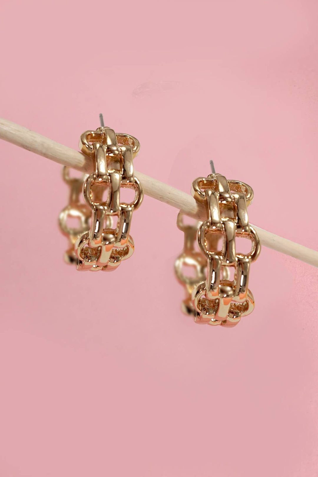 DOUBLE CHAIN LINK HOOP EARRINGS