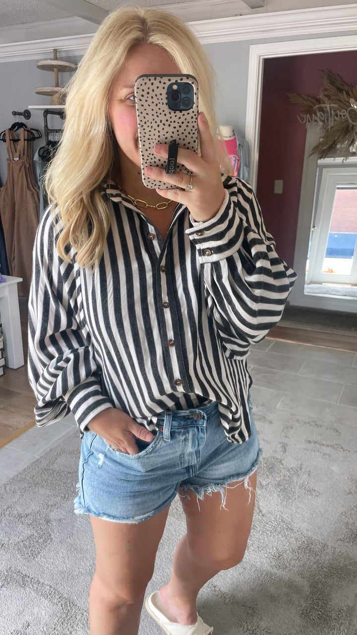 Skyline Striped Top - Black