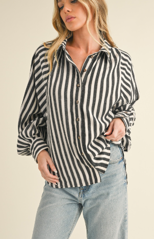 Skyline Striped Top - Black