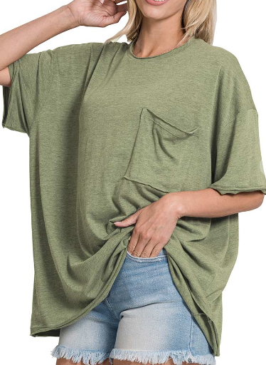 Blank Boyfriend Tee - Ash Olive