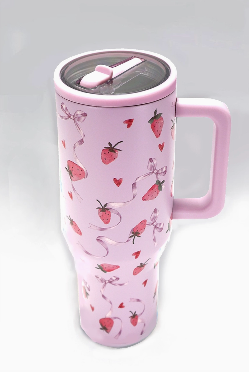 40oz STAINLESS STEEL TUMBLER - Strawberry