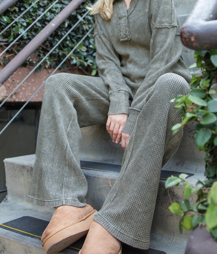 Whitley Waffle Pants - Olive