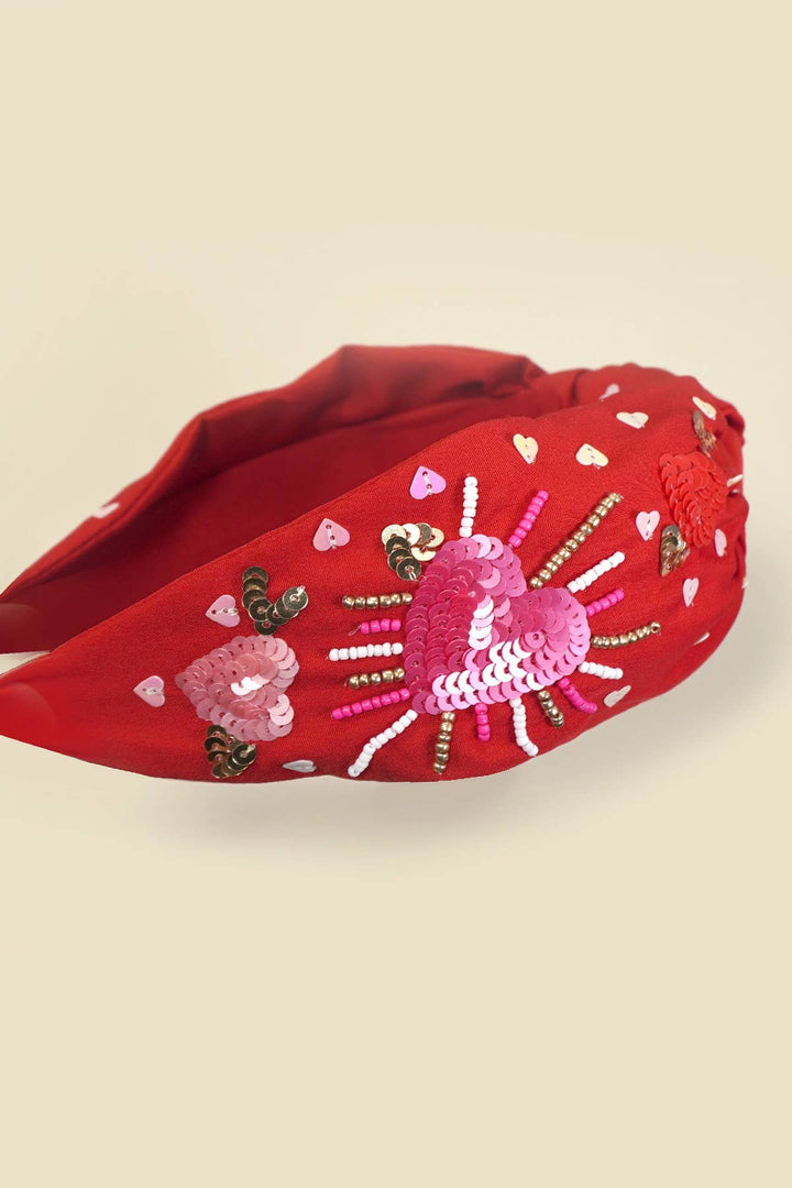 VALENTINE HEART BEADED HEADBAND