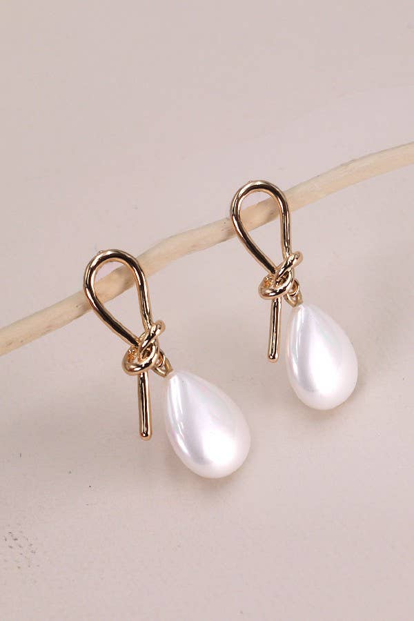 WIRED BOW OPAL TEARDROP EARRINGS