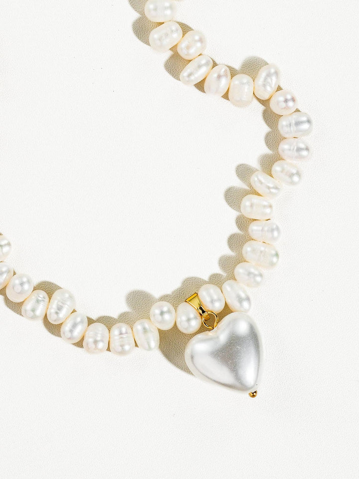 Agape 18K Gold - Natural Pearl Heart Choker